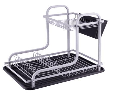 Сушилник за съдове на 2 етажа - сребрист, 42 x 32 x 31 см