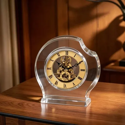 Стъклен настолен часовник - 13 x 14 x 4 см