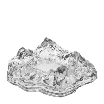 Стъклено плато за десерт с форма на айсберг - 15.5 x 16.5 x h 5.5 см