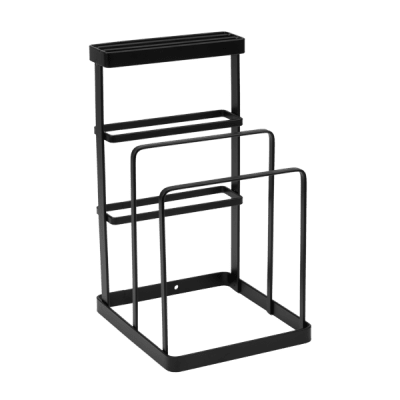 Метална стойка за съхранение на кухненски дъски, 12 x 13.8 x h 21.6 см - черна