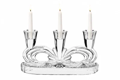 Кристален свещник за 3 броя свещи, Bohemia Crystal Чехия