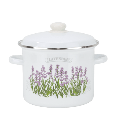 Емайлирана тенджера с капак 5.5 литра, ЛАВАНДА - метален ръб