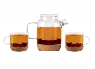 Комплект кана за чай с 2 броя чаши с коркови подложки Vilagio, Vialli Design Полша