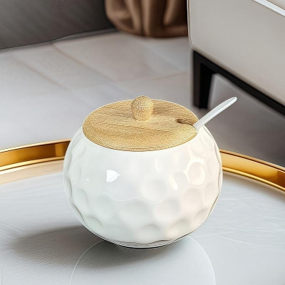 Керамична захарница с лъжичка и капак - Elegance