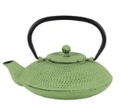 Чугунен чайник с цедка 800 мл, зелен цвят, Luigi Ferrero