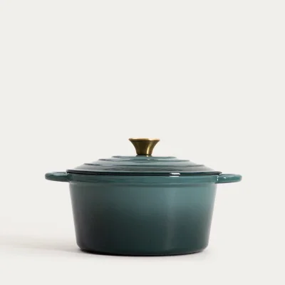 Чугунена емайлирана тенджера с капак 4 литра ANDREAS - зелена, HOMLA Полша