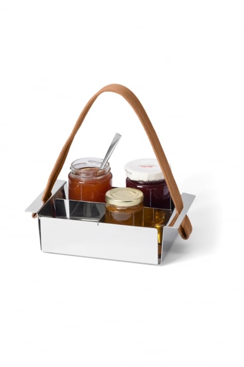 Cesto Portafrutta Philippi A TAVOLA In Acciaio Inox Lucido Con Manico In Tela - Design Moderno E Versatile