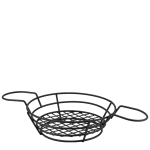 Метална кръгла кошничка за сервиране 19.5 x h 6 см с място за 2 сосиери, цвят черен