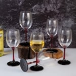 Стъклени чаши за вино 350 мл, 6 броя, червено/черно столче
