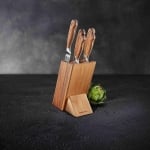Кухненски ножове 5 броя с дървен блок FeelWood, Tescoma Италия