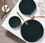 Порцеланова чиния за паста 26 Orlando, цвят черен мат с декор, Gural Турция