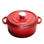Чугунена кръгла тенджера с капак 24 x 10.5 см, 3.8 литра, червен цвят, SUREL Турция