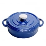 Чугунена кръгла плитка тенджера с капак 24 x 7 см, 3.3 литра, син цвят, SUREL Турция