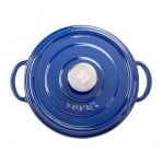 Чугунена кръгла плитка тенджера с капак 24 x 7 см, 3.3 литра, син цвят, SUREL Турция