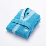 Халат за баня Summer L/XL, цвят син с лента жакард, United Colors Of Benetton