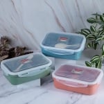 Кутия за храна с 2 отделения и лъжица за хранене Lunch Box, оранжев цвят