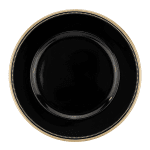 Подложна чиния оребрена със златист кант 33 см PVC BLACK, полипропилен