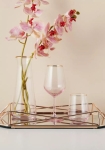 Стъклени чаши за вино 490 мл, 6 броя, розов цвят, Harmony Pink Gold Rim