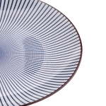 Порцеланова основна чиния 27 см NAVIA BLUE & BROWN, сини ленти с кафяв кант, HOMLA Полша