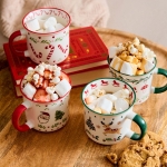 Порцеланова коледна чаша 400 мл с коледно бастунче UNIS, HOMLA Полша