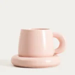 чаша с чинийка в розов цвят - порцелан