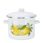 Емайлирана тенджера с капак 5.5 литра ЛИМОН, метален ръб