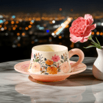 Порцеланова чаша с чинийка за кафе и чай 300 мл, Vintage Flora