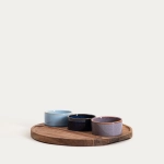 дървен поднос с 3 купички