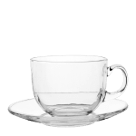 Стъклена чаша за чай 420 мл с подложна чинийка, 2 части