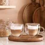 Комплект 2 броя двустенни чаши за кафе / чай 300 мл CEMBRA, форма Сърце, HOMLA Полша