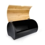 Кутия за хляб с бамбуков капак 38 x 25 x 21 см RAKEL, черен цвят, HOMLA Полша
