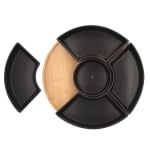 Порцеланов ордьовър 5 секции на въртяща стойка 30 см FINCAN, черен цвят, HOMLA Полша
