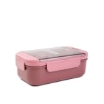 Пластмасова кутия за храна с разделения и прибори за хранене 540 мл KLODI, цвят розов / червен, HOMLA Полша