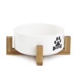 Купа за хранене на куче със стойка 13 x 7 см TREATS, декор лапичка, бял цвят, HOMLA Полша