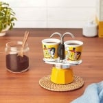 Комплект кафеварка с 2 броя чаши Lichtenstein, жълт цвят, Bialetti Италия