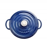 Чугунена кръгла плитка тенджера с капак 28 x 8 см, 4.2 литра, син цвят, SUREL Турция
