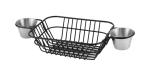 Метална овална кошничка за сервиране и презентация с 2 броя рамекина, 20 x 15 x 7 см, черен цвят