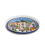 Италианско порцеланово плато в син цвят 24 см Paese Mio Egan