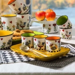 Комплект 2 чаши за еспресо кафе 80 мл Cocorico - жълти, Egan Италия