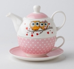чайник с чаша с декор бухалчета