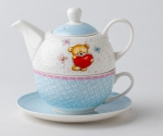 чайник с чаша от порцелан Мече