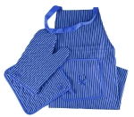 Престилка, ръкавица и подложка в цвят синьо райе