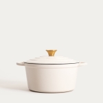 чугунена тенджера в кремав цвят 4 л