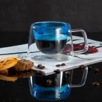 Двустенна чаша за кафе с дръжка 140 мл BLUE