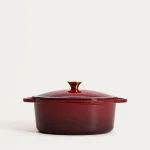 Чугунена овална емайлирана тенджера с капак 4.5 литра ANDREAS - бордо, HOMLA Полша