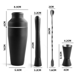 Сет за коктейл 8 части с дървена поставка, BROWN-BLACK