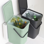 Кош за разделно събиране на смет 2 x 16 литра Sort&Go - Dark Grey & Jade Green, Brabantia 