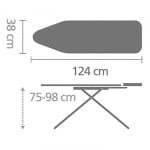 Маса за гладене B 124 x 38 см с поставка за парогенератор, Calm Rustle, Brabantia Холандия