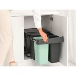 Кош за смет за разделно събиране Sort&Go 2 x 10 литра + 20 литра, Dark Grey & Jade Green, Brabantia Холандия