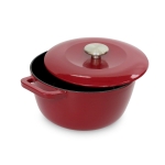 червена тенджера с капак - чугун